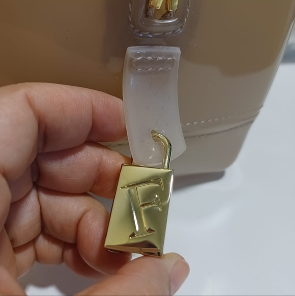 Furla Beige Glossy Rubber Mini Candy Satchel - Picture 5 of 16